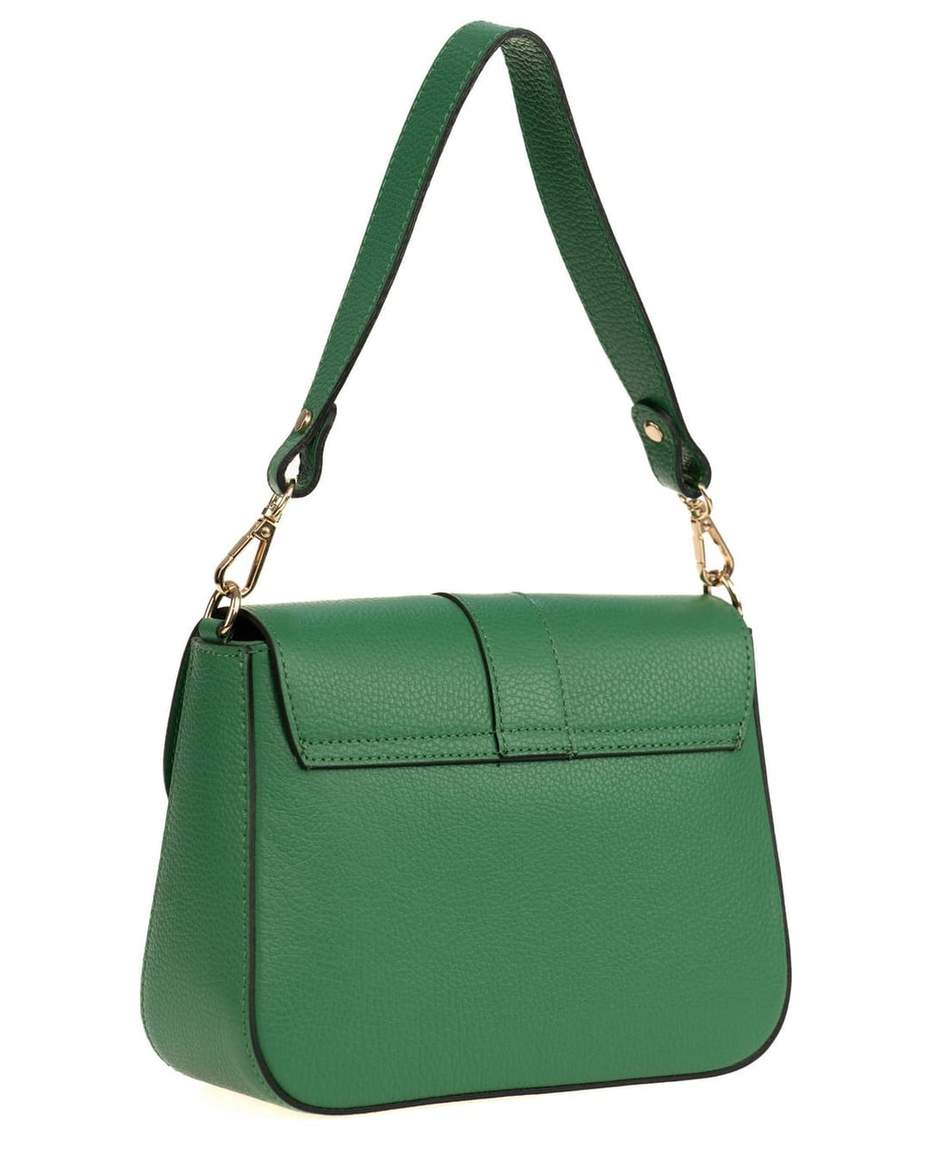 INES Borsa a spalla in vera pelle martellata verde con tracolla
