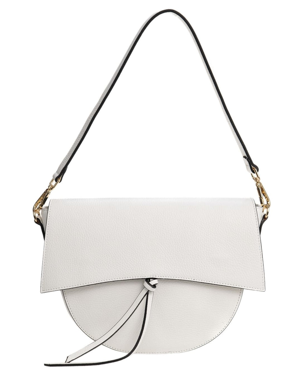 LUNA Borsa a spalla in vera pelle martellata bianco con tracolla