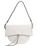 LUNA Borsa a spalla in vera pelle martellata bianco con tracolla