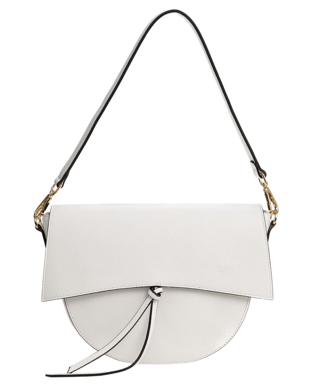 LUNA Borsa a spalla in vera pelle martellata bianco con tracolla