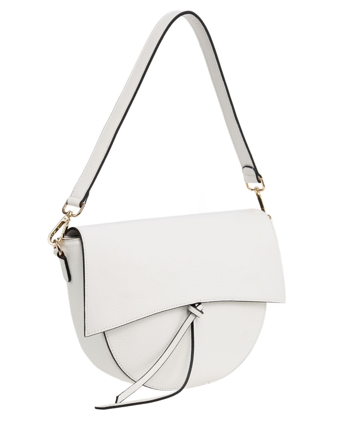 LUNA Borsa a spalla in vera pelle martellata bianco con tracolla