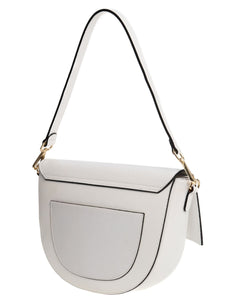 LUNA Borsa a spalla in vera pelle martellata bianco con tracolla