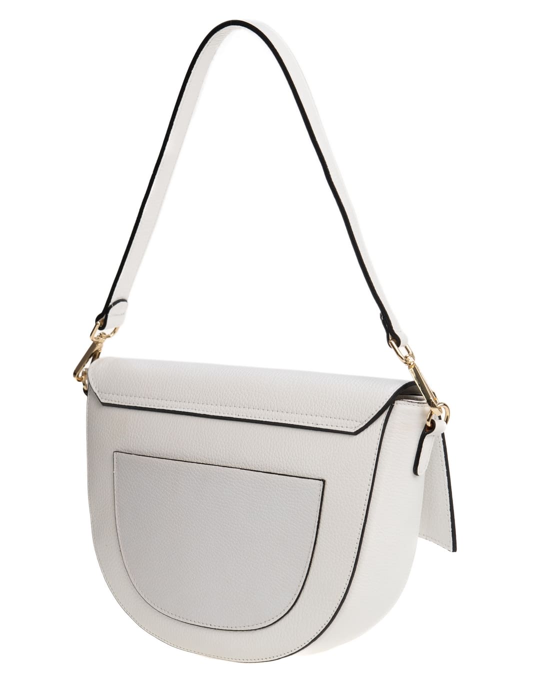 LUNA Borsa a spalla in vera pelle martellata bianco con tracolla