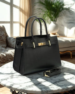 CELINE Borsa a mano in vera pelle martellata colore nero con tracolla