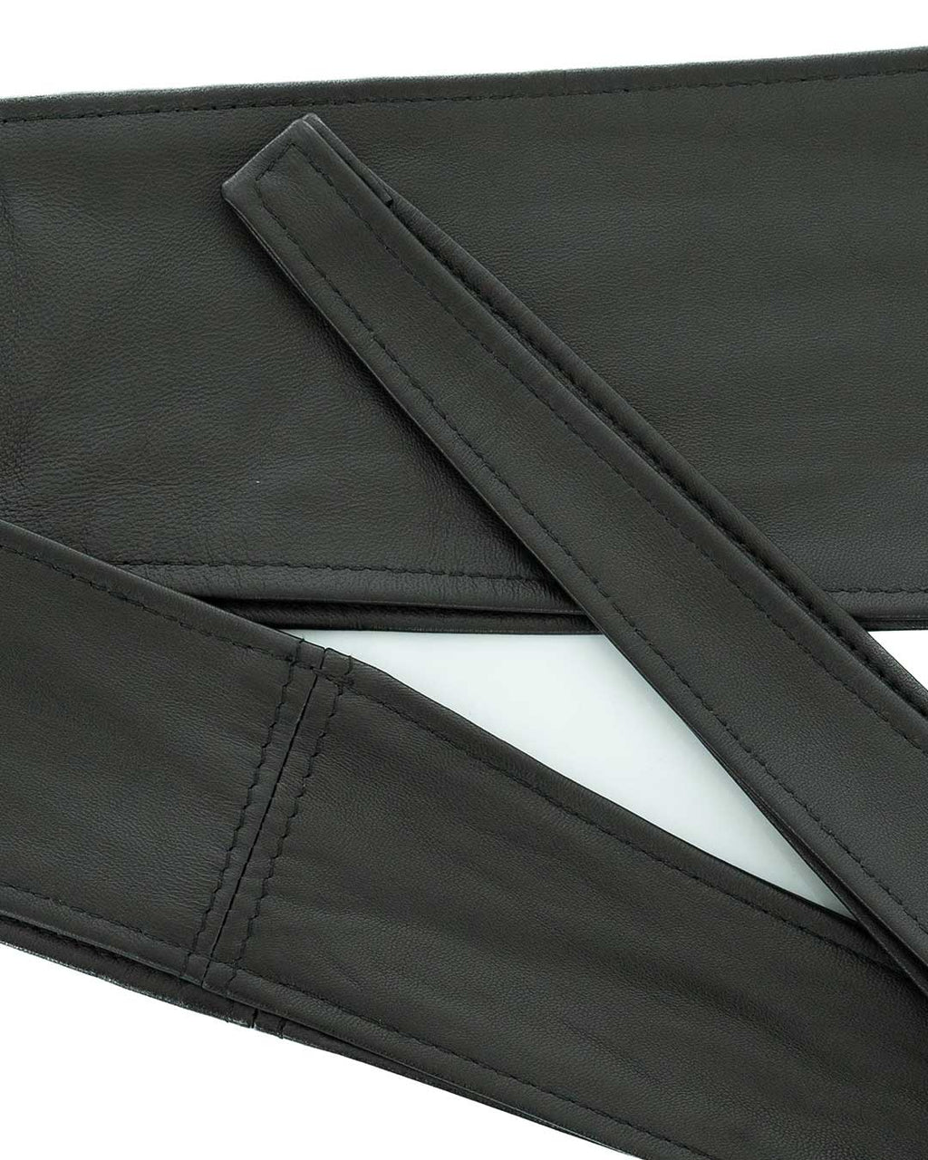 GEMINI Cintura Obi Fusciacca da donna in vera pelle nera