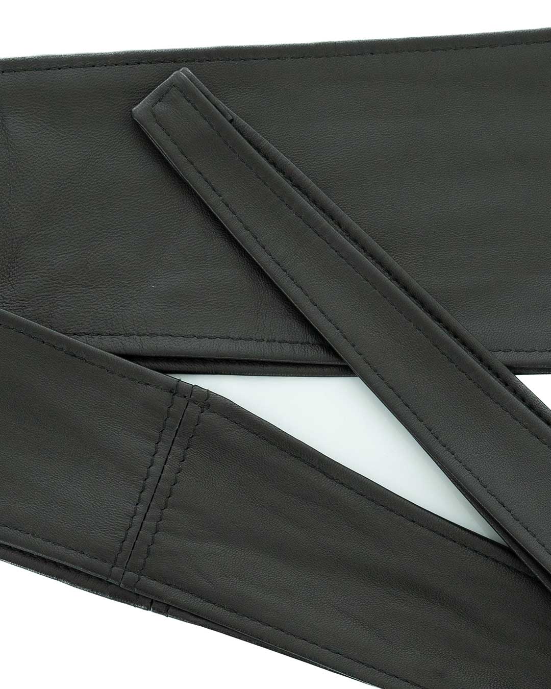 GEMINI Cintura Obi Fusciacca da donna in vera pelle nera