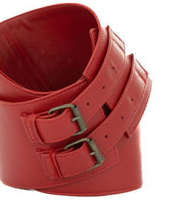 ARIES Cintura Corsetto da donna in vera pelle rosso