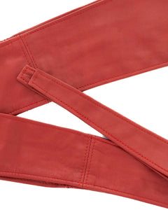 GEMINI Cintura Obi Fusciacca da donna in vera pelle rossa