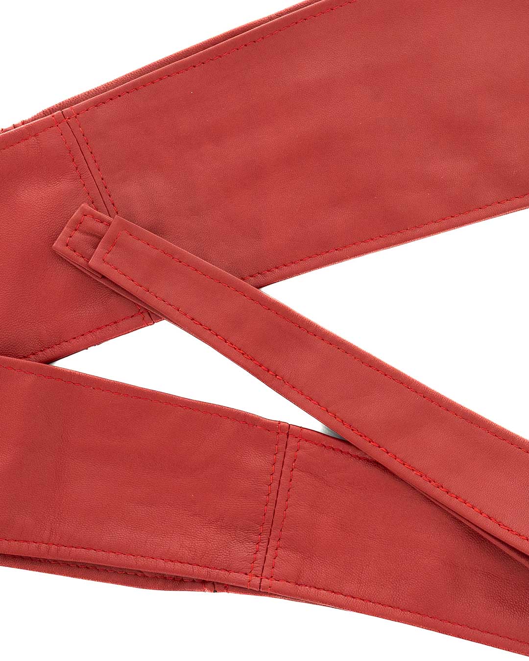 GEMINI Cintura Obi Fusciacca da donna in vera pelle rossa