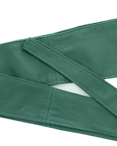 GEMINI Cintura Obi Fusciacca da donna in vera pelle verde