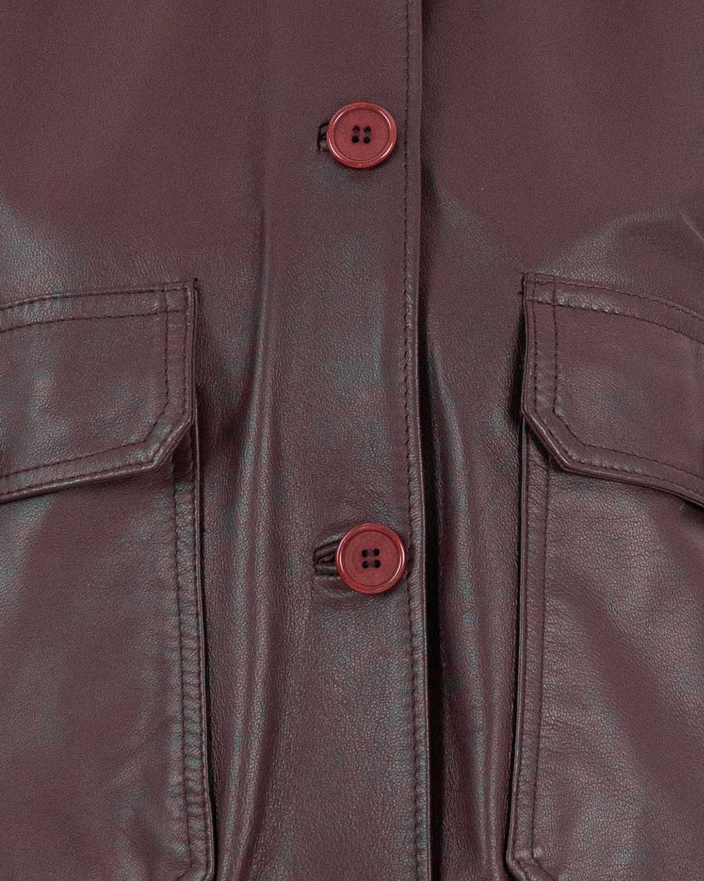 SARAH Bomber con bottoni da donna in vera pelle bordeaux