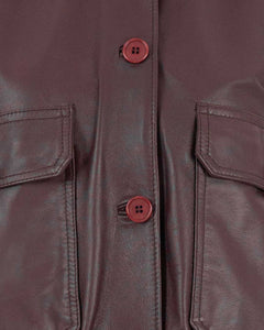 SARAH Bomber con bottoni da donna in vera pelle bordeaux