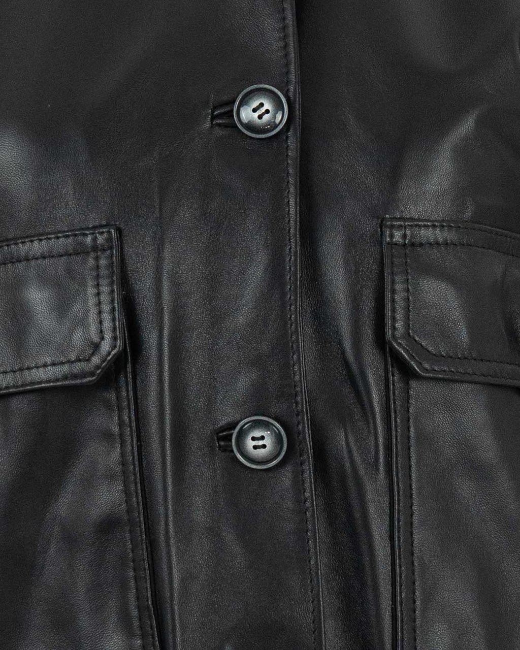 SARAH Bomber con bottoni da donna in vera pelle nero