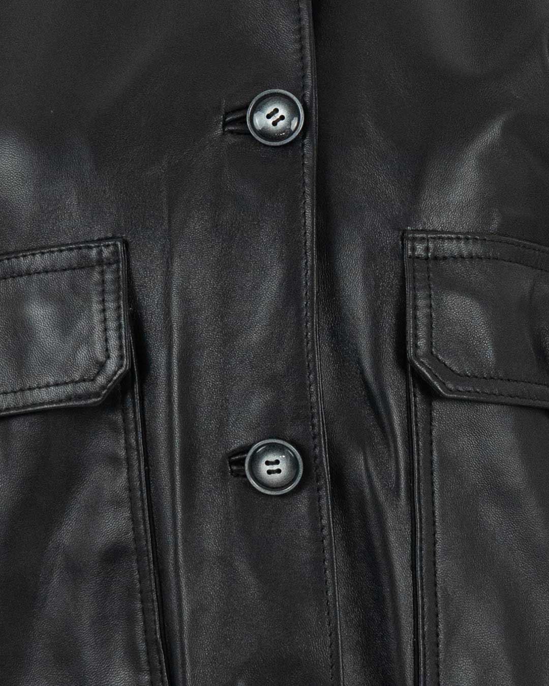 SARAH Bomber con bottoni da donna in vera pelle nero