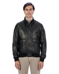 OLIVER Bomber con bottoni da uomo in vera pelle nero