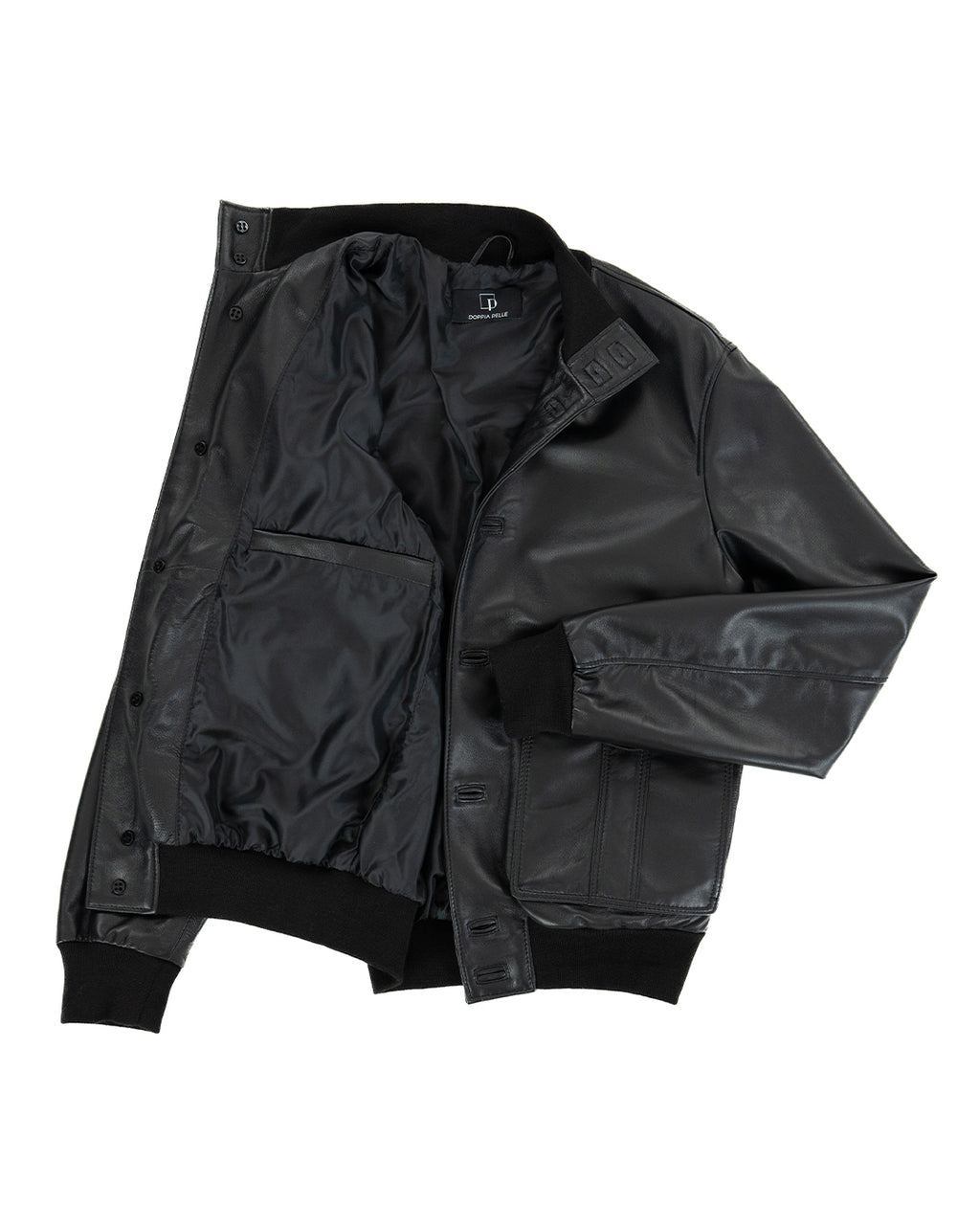 OLIVER Bomber con bottoni da uomo in vera pelle nero