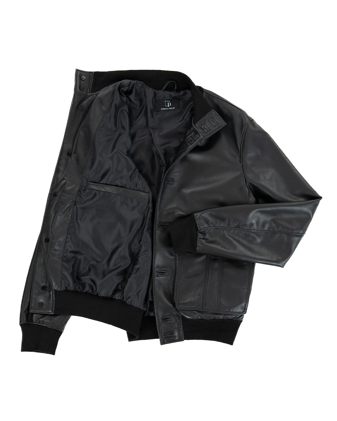 OLIVER Bomber con bottoni da uomo in vera pelle nero