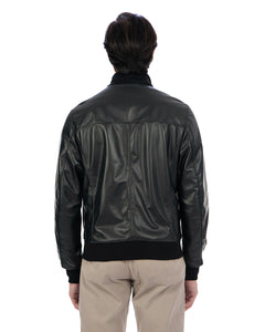 OLIVER Bomber con bottoni da uomo in vera pelle nero