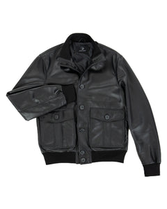 OLIVER Bomber con bottoni da uomo in vera pelle nero
