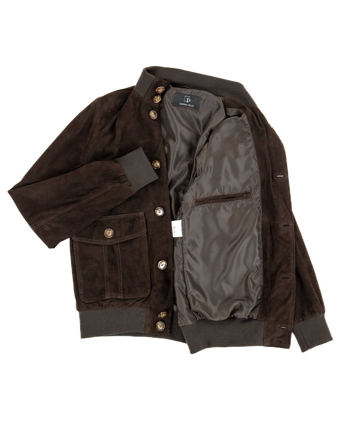 OLIVER Bomber con bottoni da uomo in vera pelle scamosciata T.Moro