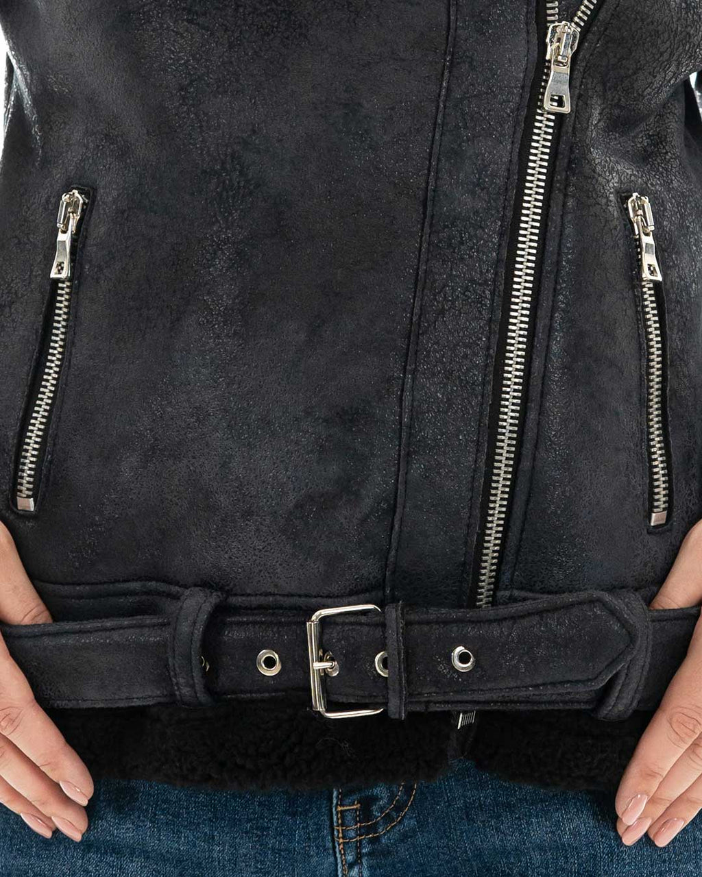 ALICE Chiodo da donna nero Shearling Style