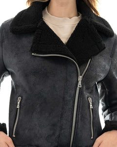 ALICE Chiodo da donna nero Shearling Style
