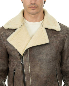 JACOB Chiodo da uomo marrone Shearling Style