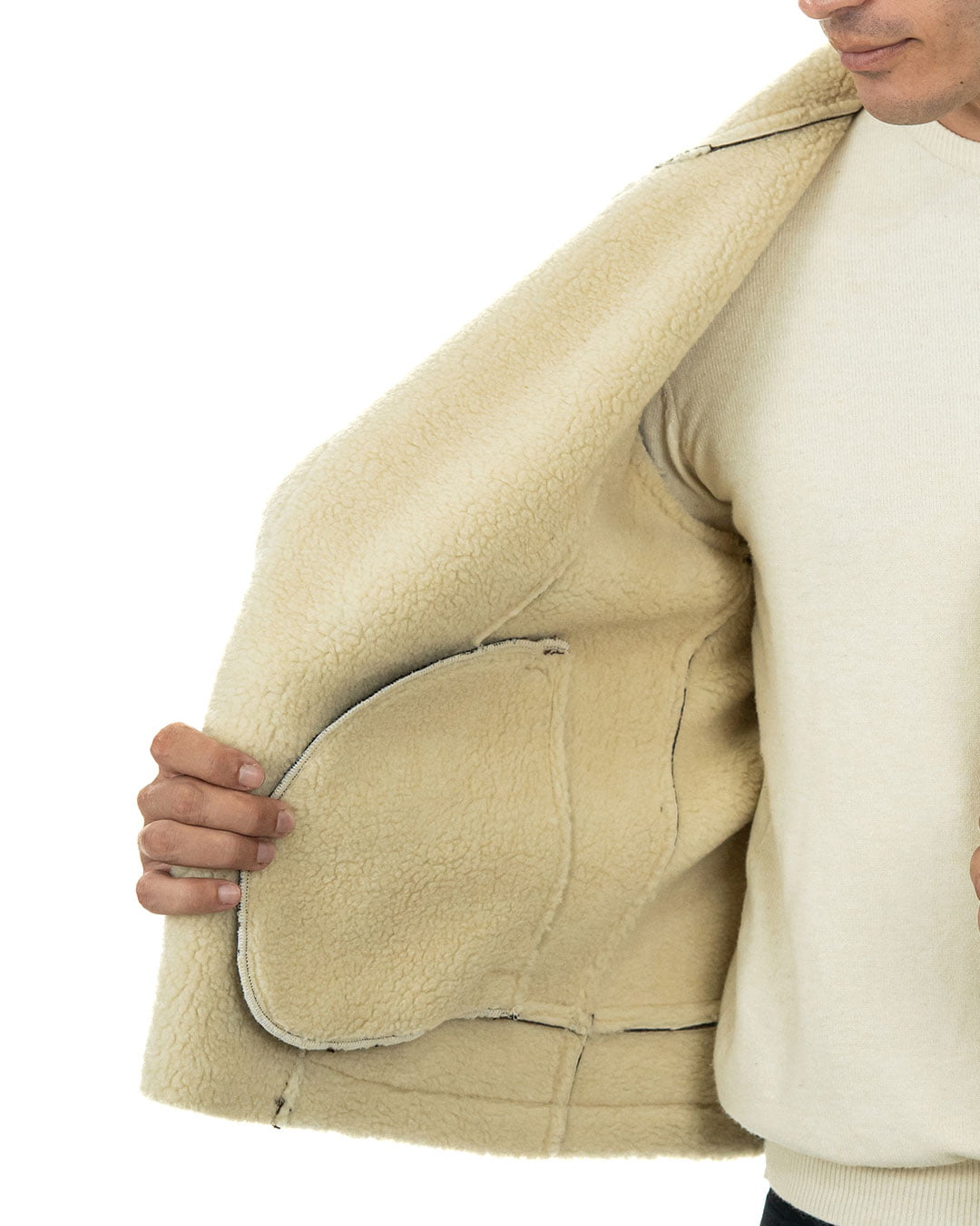 JACOB Chiodo da uomo marrone Shearling Style