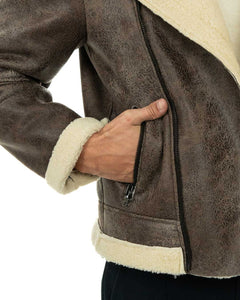 JACOB Chiodo da uomo marrone Shearling Style