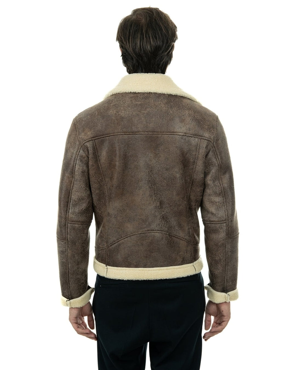 JACOB Chiodo da uomo marrone Shearling Style