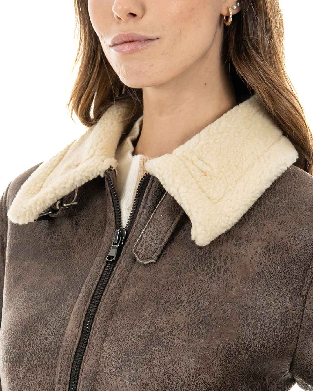 KATE Bomber da donna marrone Shearling Style