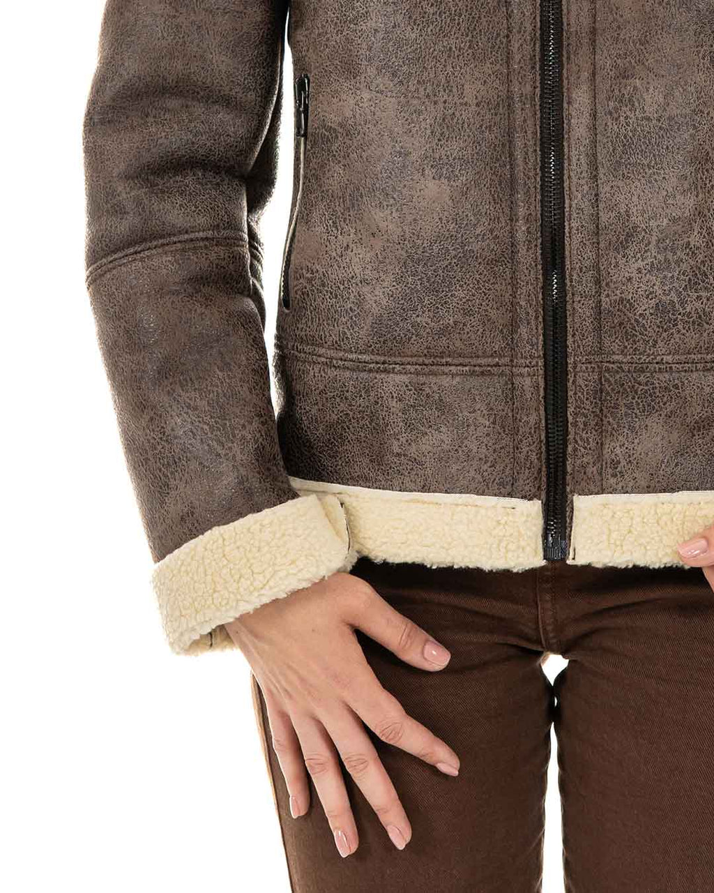 KATE Bomber da donna marrone Shearling Style