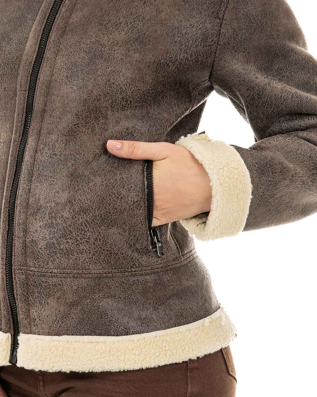 KATE Bomber da donna marrone Shearling Style