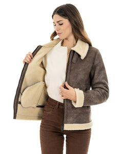KATE Bomber da donna marrone Shearling Style