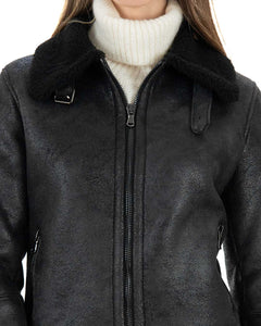 KATE Bomber da donna nero Shearling Style