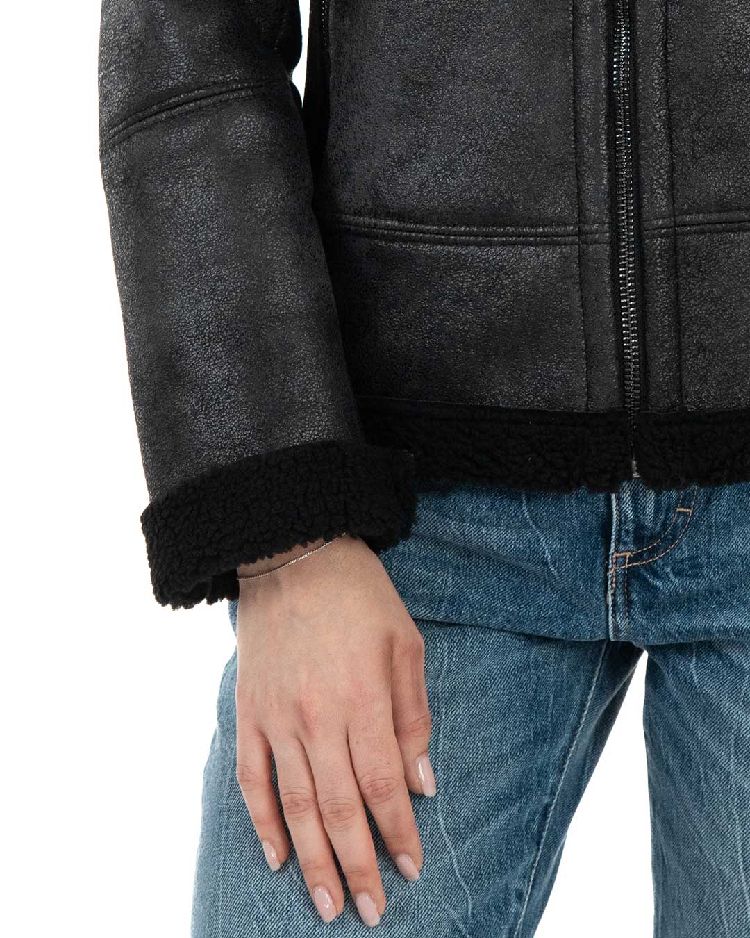 KATE Bomber da donna nero Shearling Style