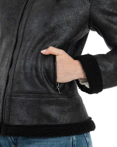 KATE Bomber da donna nero Shearling Style
