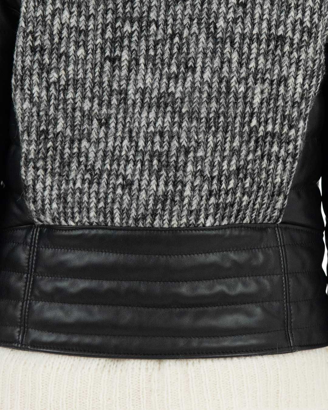 LINDA Giacca con lana da donna in vera pelle nero