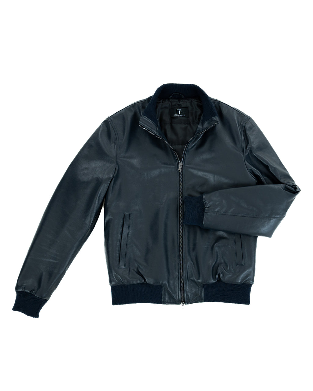 SIMON Giacca Bomber da uomo in vera pelle blu imbottita