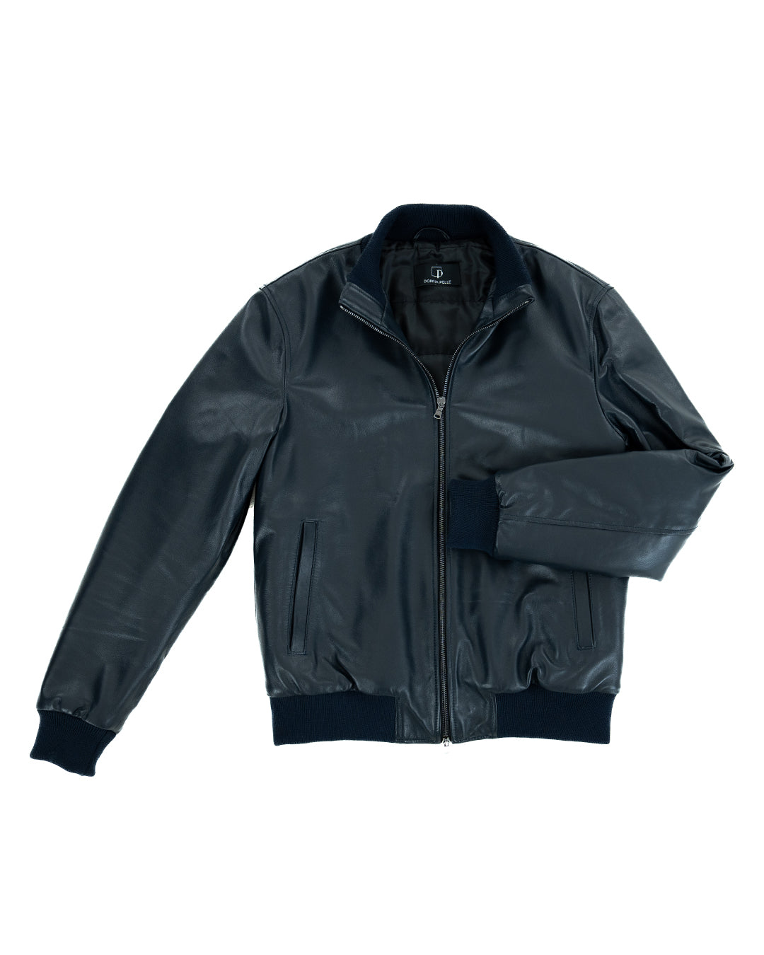 SIMON Giacca Bomber da uomo in vera pelle blu imbottita
