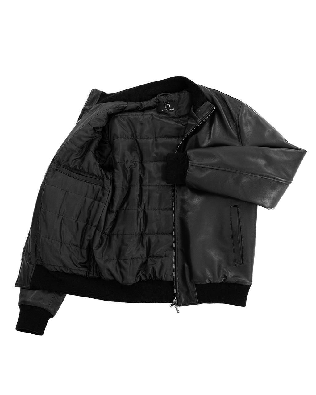SIMON Giacca Bomber da uomo in vera pelle nero imbottita