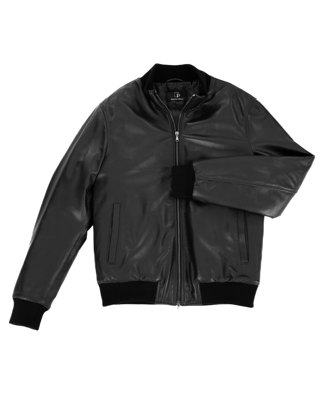 SIMON Giacca Bomber da uomo in vera pelle nero imbottita