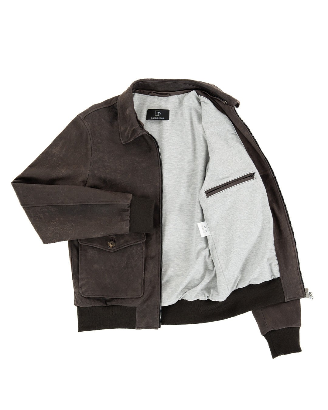OSCAR Bomber Collo Camicia da uomo in vera pelle marrone effetto invecchiato