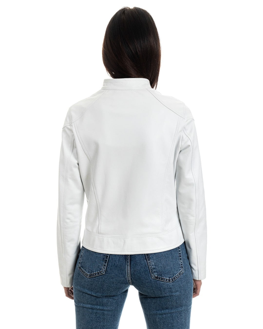 ALBA Giacca Biker da donna in vera pelle bianco