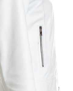 ALBA Giacca Biker da donna in vera pelle bianco
