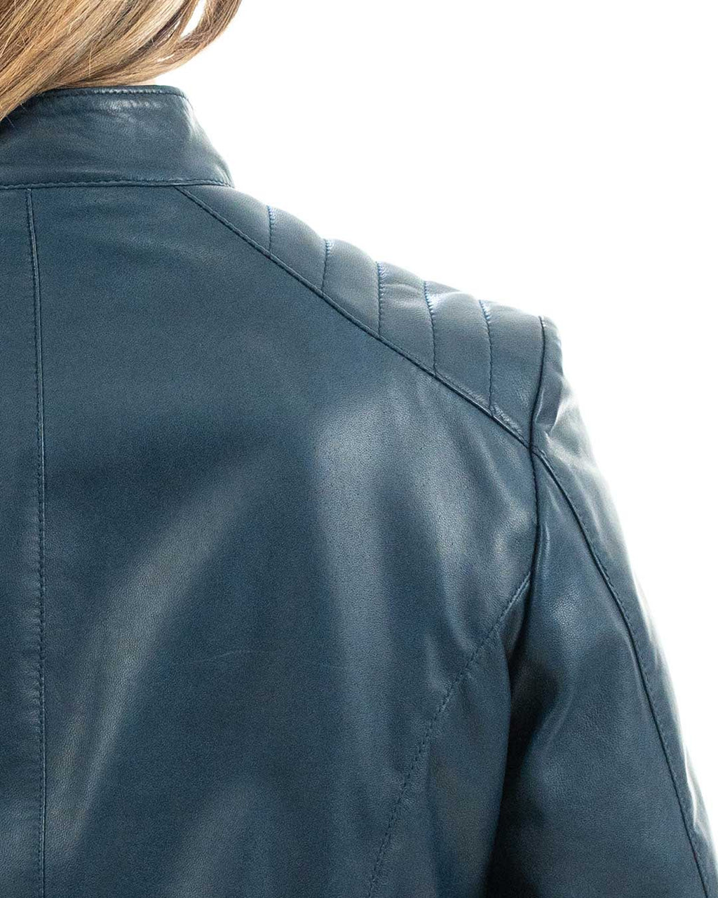 ILARY Giacca Biker da donna in vera pelle blu