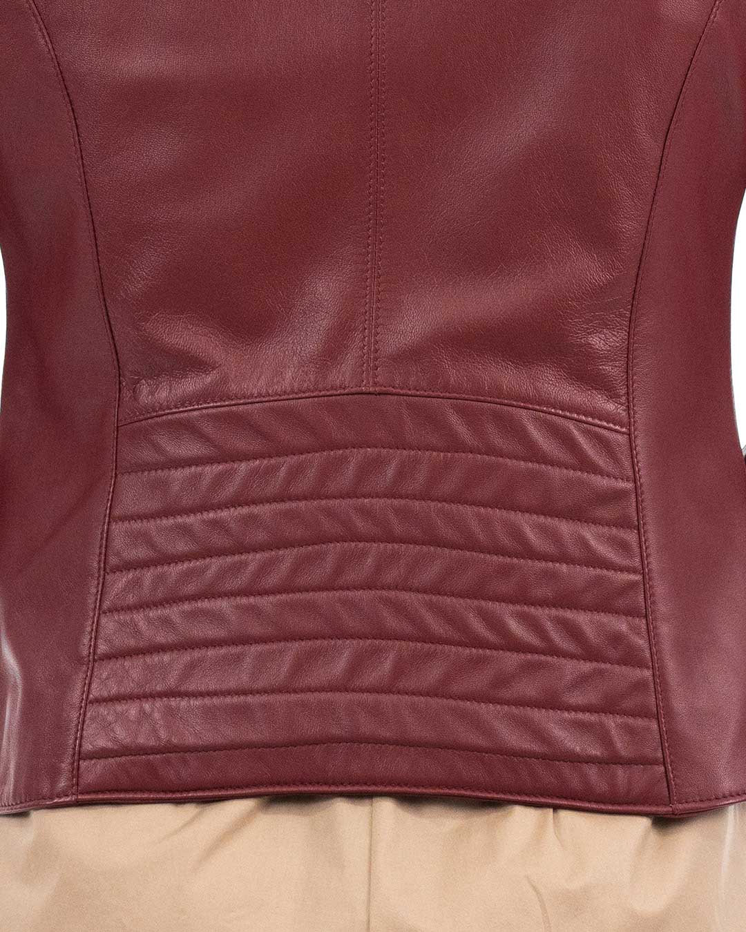 CLOE Giacca Biker da donna in vera pelle bordeaux