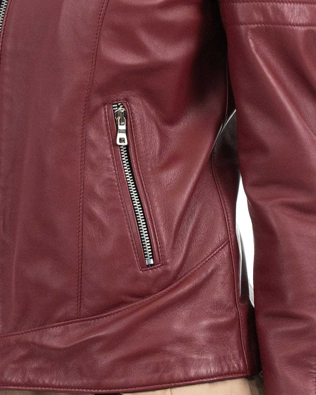 CLOE Giacca Biker da donna in vera pelle bordeaux