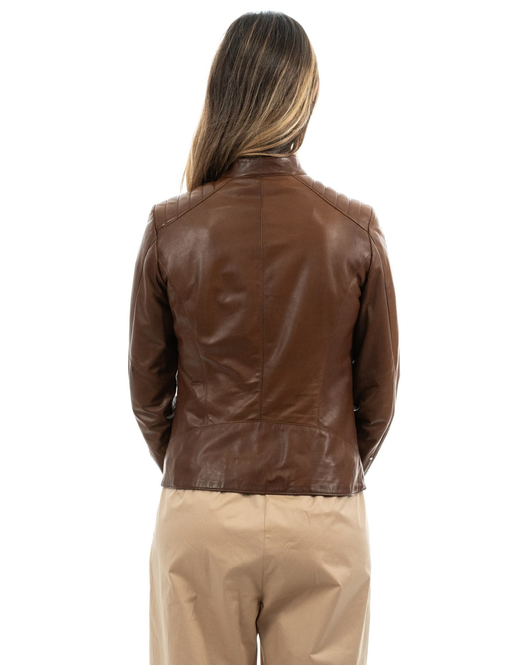 ILARY Giacca Biker da donna in vera pelle cuoio