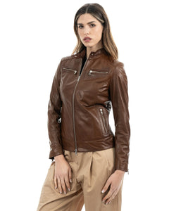 ILARY Giacca Biker da donna in vera pelle cuoio